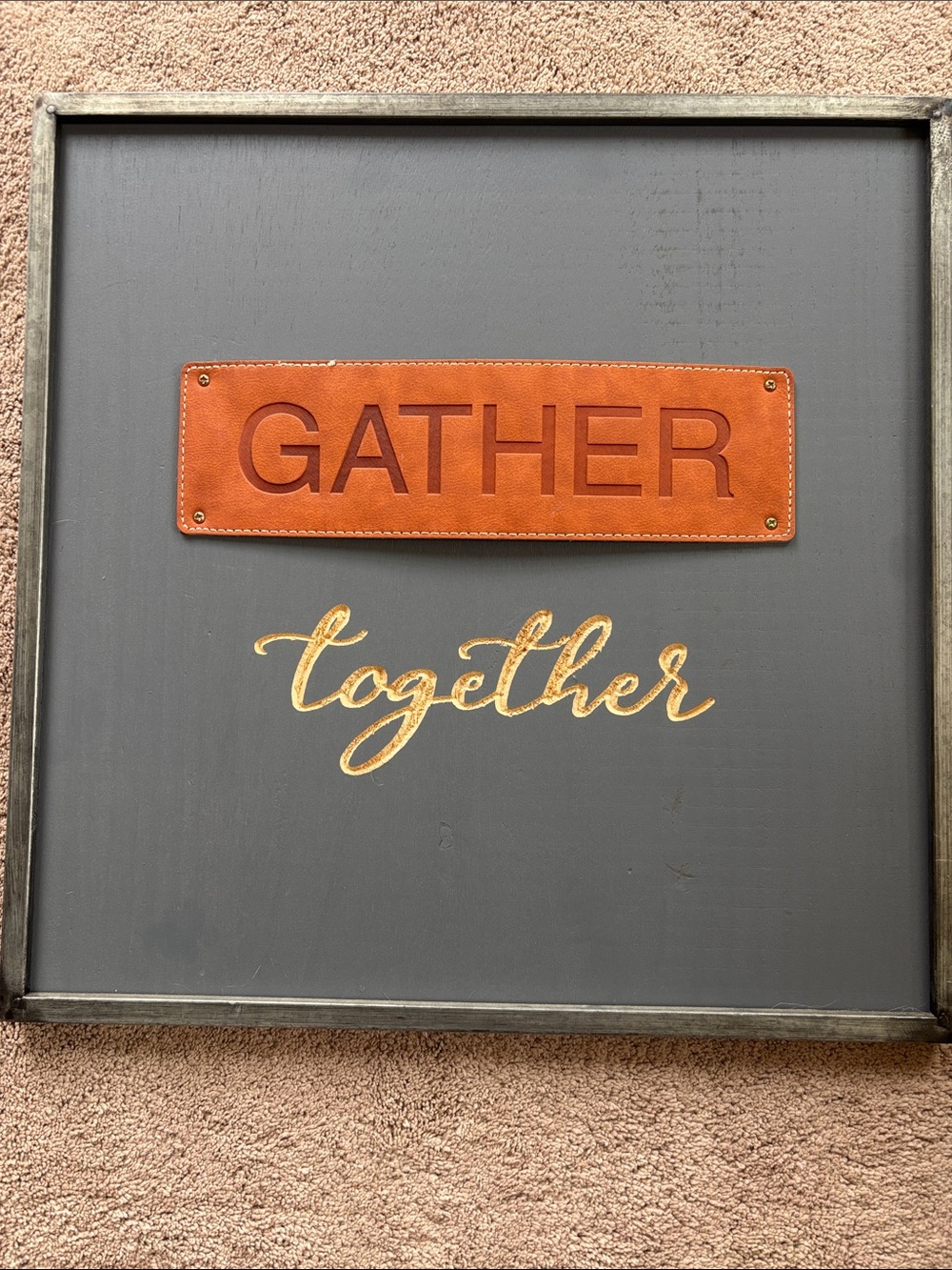 Gather Together Wall Art - Brown Leather Accent 19”x19”